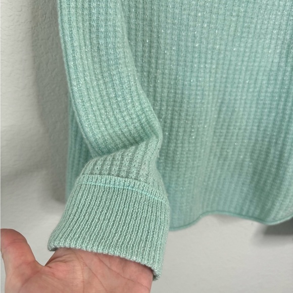 Calypso St. Barth Cashmere Sweater Metallic Lurex Mint Green Textured Women’s L - Picture 3 of 5